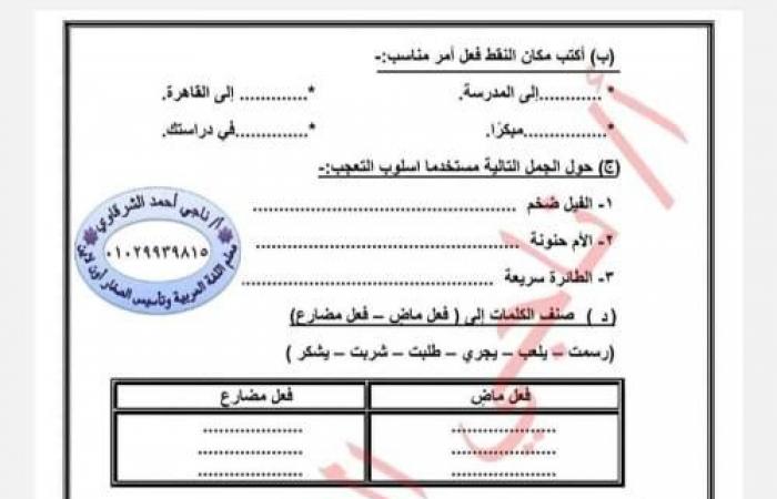 مراجعات نهائية.. اختبار تقييمي على المحور الاول في اللغة العربية لـ الصف الثالث الابتدائي