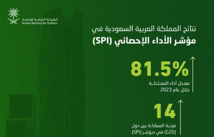 المملكة.. الأولى عربيًّا في مؤشر الأداء الإحصائي في عام 2023م