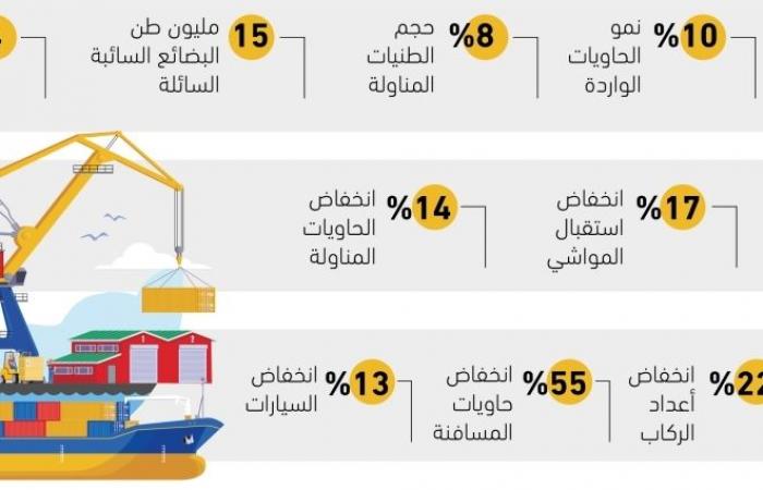 14% نموا في أعداد الحاويات الصادرة بالموانئ