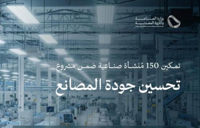 "الصناعة" تمكِّن (150) مصنعًا من تحقيق معايير الجودة العالمية