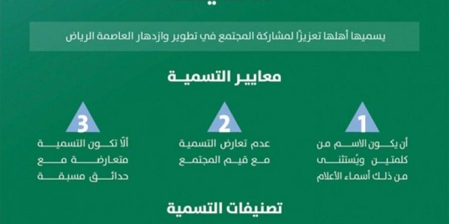 الأهالي يشاركون في تسمية 29 حديقة بالرياض