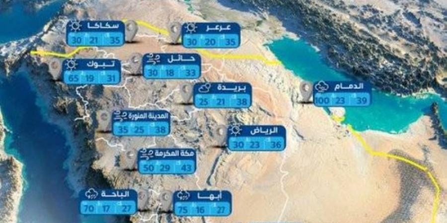 "الأرصاد": أمطار رعدية على أجزاء من  جازان وعسير والشرقية