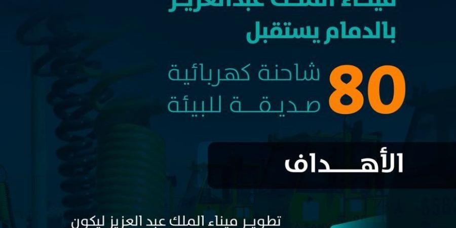 ميناء الملك عبدالعزيز بالدمام يستقبل 80 شاحنة كهربائية صديقة للبيئة