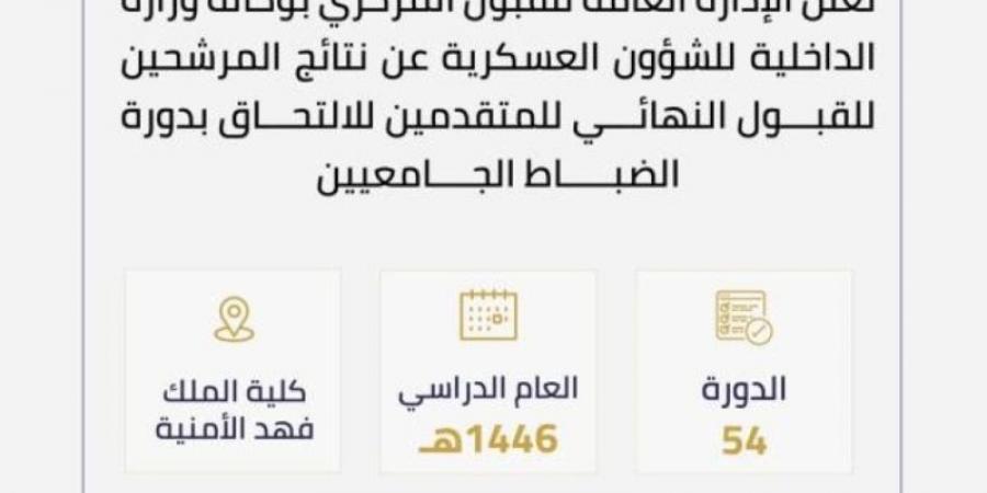 كلية الملك فهد الأمنية تستقبل الطلبة المستجدين الملتحقين بدورة تأهيل الضباط الجامعيين الـ (54)